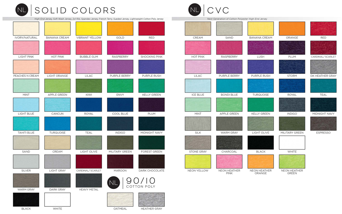 Alstyle Color Chart